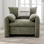 Chenille Oversized Armchair - Modern Accent Chair & Single Sofa Lounge, 34'' Wide, Comfortable Seating for Living Room & Bedroom, Green - Grand Goldman