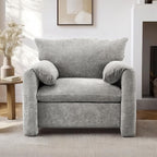 Chenille Oversized Armchair - Modern Accent Chair & Single Sofa Lounge, 34'' Wide, Comfortable Seating for Living Room & Bedroom, Green - Grand Goldman