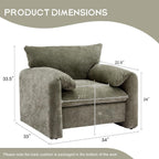 Chenille Oversized Armchair - Modern Accent Chair & Single Sofa Lounge, 34'' Wide, Comfortable Seating for Living Room & Bedroom, Green - Grand Goldman