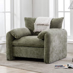 Chenille Oversized Armchair - Modern Accent Chair & Single Sofa Lounge, 34'' Wide, Comfortable Seating for Living Room & Bedroom, Green - Grand Goldman