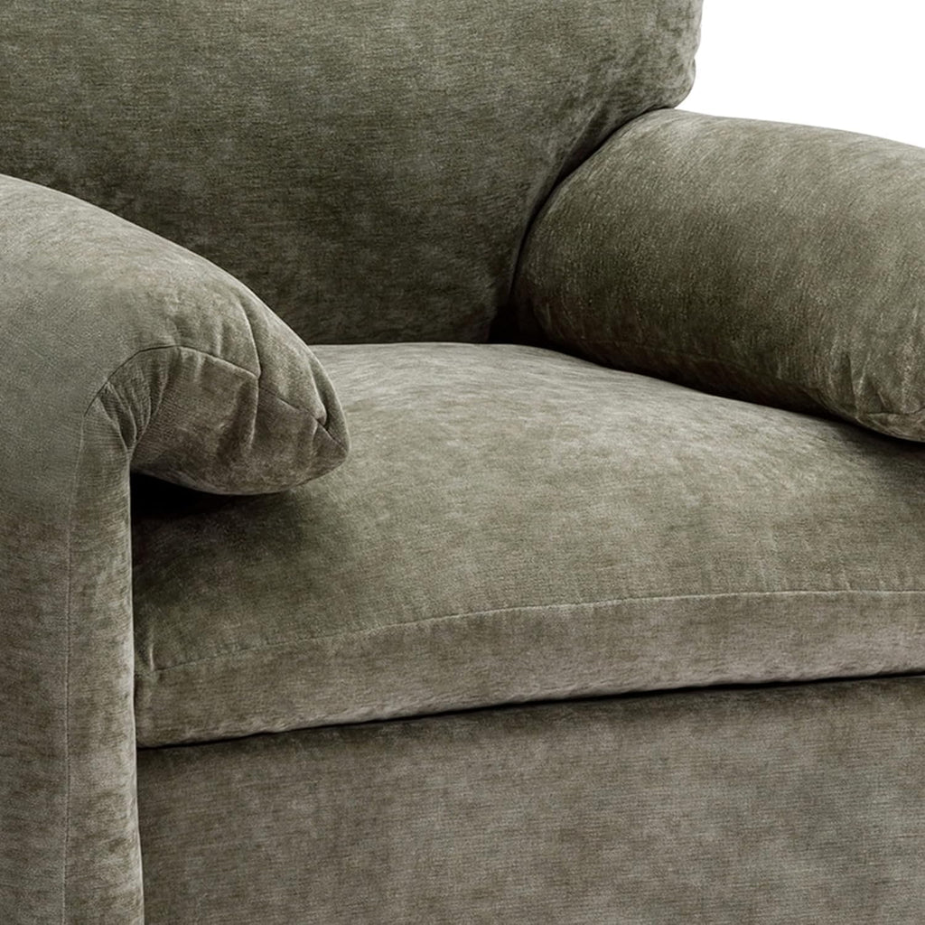Chenille Oversized Armchair - Modern Accent Chair & Single Sofa Lounge, 34'' Wide, Comfortable Seating for Living Room & Bedroom, Green - Grand Goldman