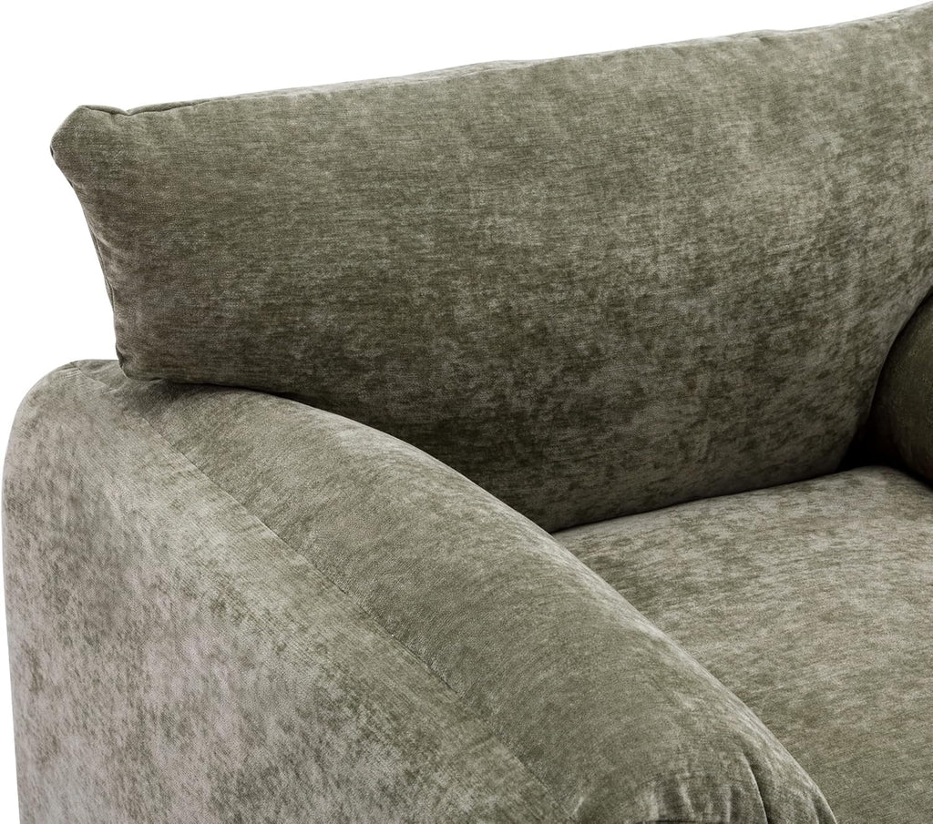 Chenille Oversized Armchair - Modern Accent Chair & Single Sofa Lounge, 34'' Wide, Comfortable Seating for Living Room & Bedroom, Green - Grand Goldman