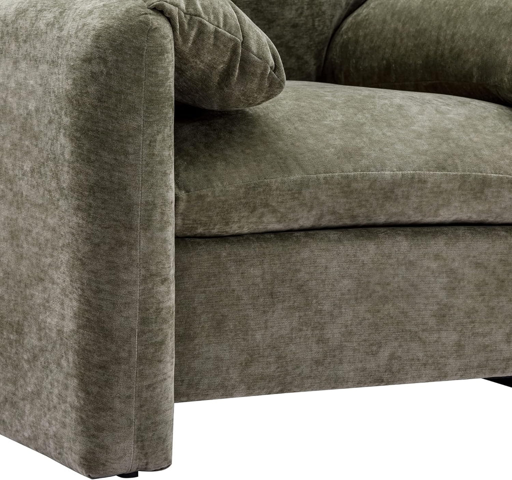 Chenille Oversized Armchair - Modern Accent Chair & Single Sofa Lounge, 34'' Wide, Comfortable Seating for Living Room & Bedroom, Green - Grand Goldman