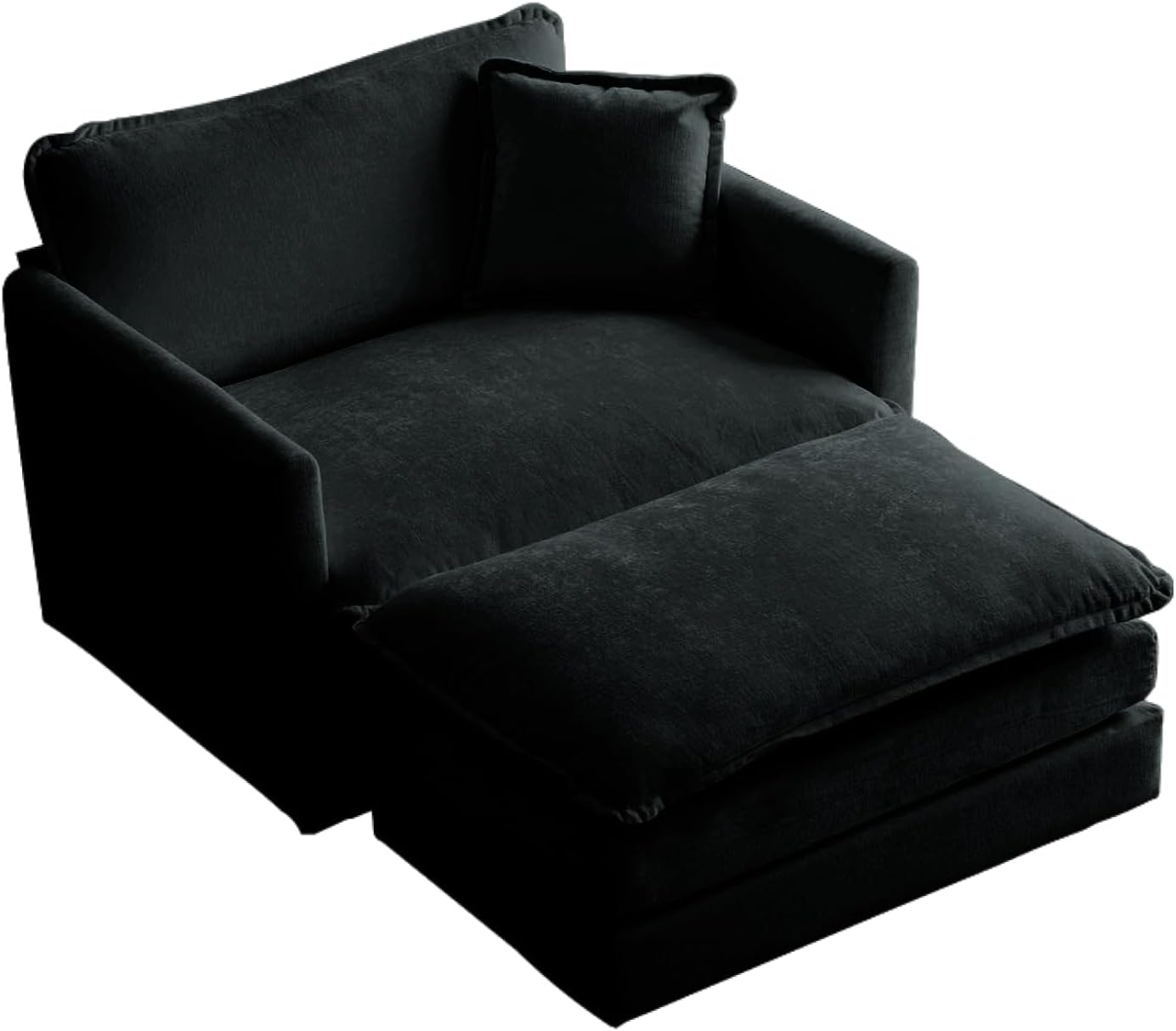 Chenille Oversized Chair with Ottoman - 41.4”W Comfy Accent Chair and Ottoman Set, Single Sofa Chair, Deep Seat Lounge Chair, Armchair for Living Room Bedroom Apartment, Emerald Green - Grand Goldman