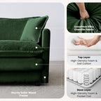 Chenille Oversized Chair with Ottoman - 41.4”W Comfy Accent Chair and Ottoman Set, Single Sofa Chair, Deep Seat Lounge Chair, Armchair for Living Room Bedroom Apartment, Emerald Green - Grand Goldman