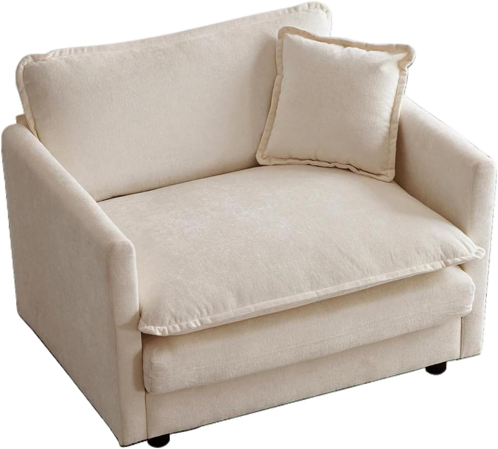 Chenille Oversized Chair with Ottoman - 41.4”W Comfy Accent Chair and Ottoman Set, Single Sofa Chair, Deep Seat Lounge Chair, Armchair for Living Room Bedroom Apartment, Emerald Green - Grand Goldman