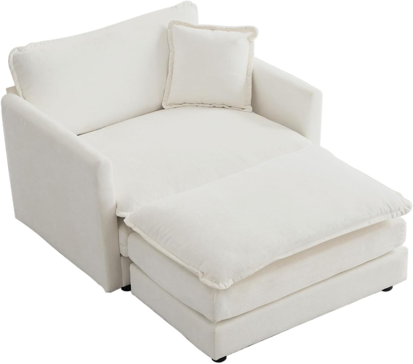 Chenille Oversized Chair with Ottoman - 41.4”W Comfy Accent Chair and Ottoman Set, Single Sofa Chair, Deep Seat Lounge Chair, Armchair for Living Room Bedroom Apartment, Emerald Green - Grand Goldman