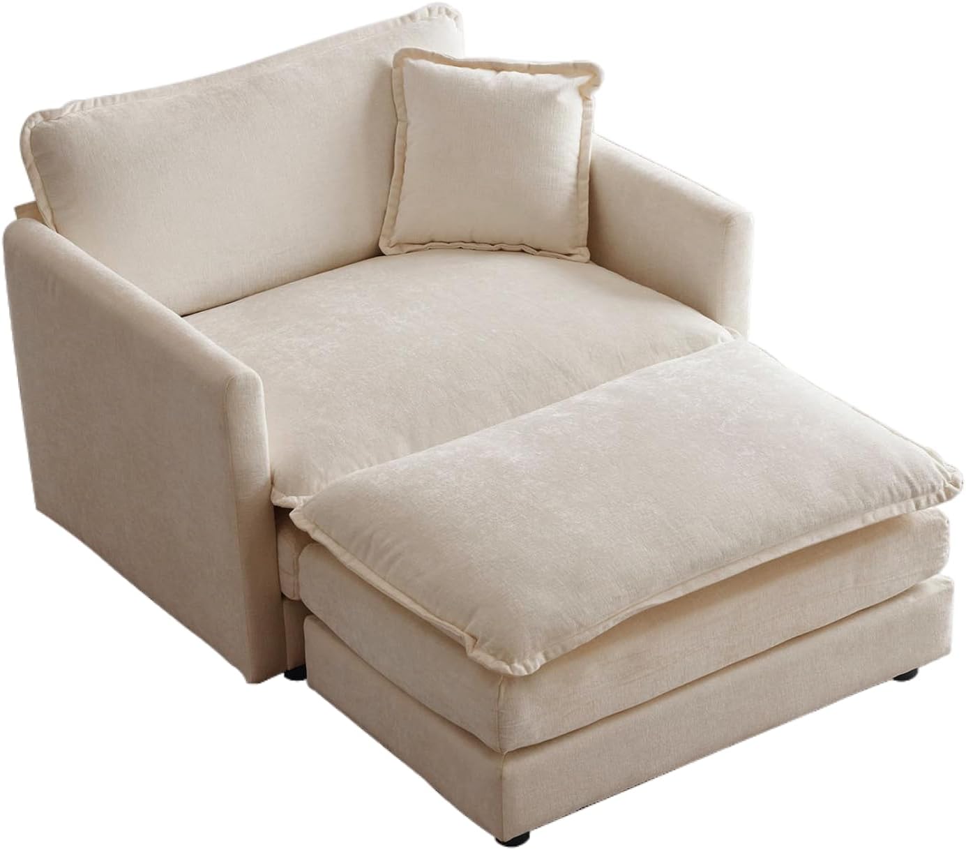 Chenille Oversized Chair with Ottoman - 41.4”W Comfy Accent Chair and Ottoman Set, Single Sofa Chair, Deep Seat Lounge Chair, Armchair for Living Room Bedroom Apartment, Emerald Green - Grand Goldman