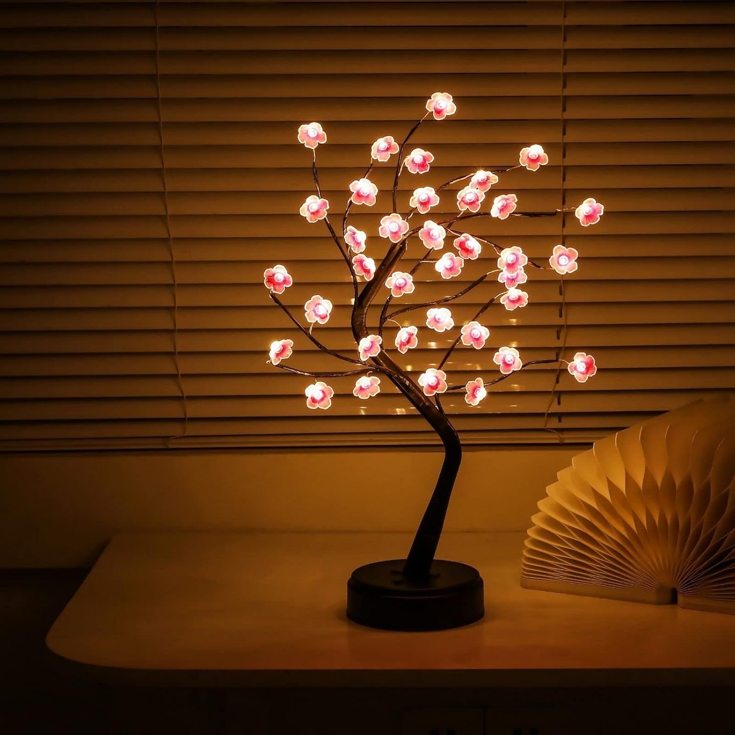 Cherry Blossom Tree Lamp, 18inch 36 Led Bonsai Tree Lights, Battery/USB Operated Japanese Decor Night Lights for Bedroom Home Idea - Grand Goldman
