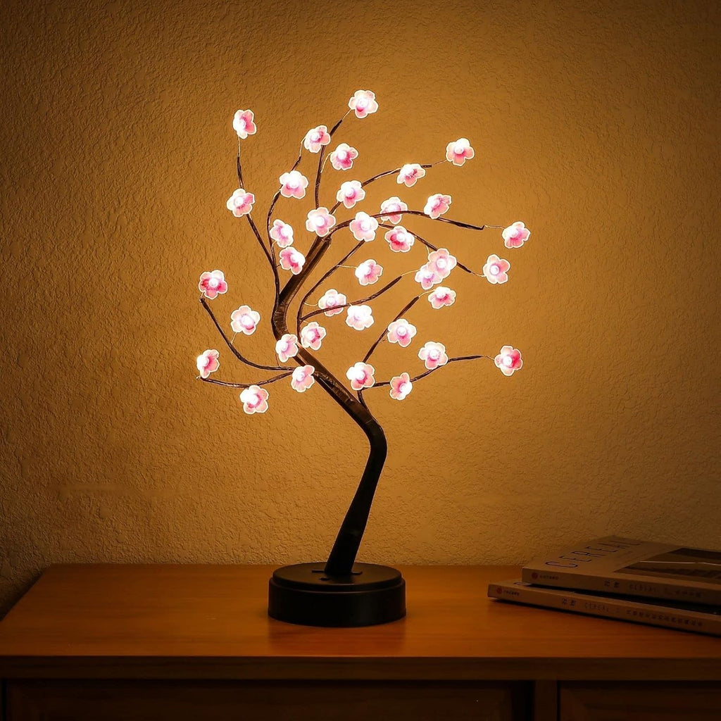 Cherry Blossom Tree Lamp, 18inch 36 Led Bonsai Tree Lights, Battery/USB Operated Japanese Decor Night Lights for Bedroom Home Idea - Grand Goldman