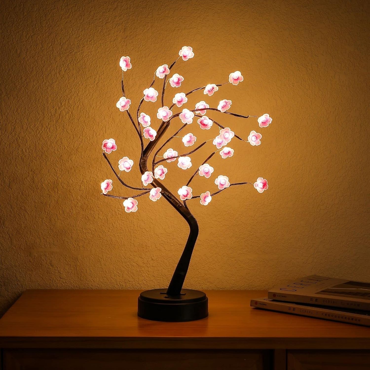 Cherry Blossom Tree Lamp, 18inch 36 Led Bonsai Tree Lights, Battery/USB Operated Japanese Decor Night Lights for Bedroom Home Idea - Grand Goldman
