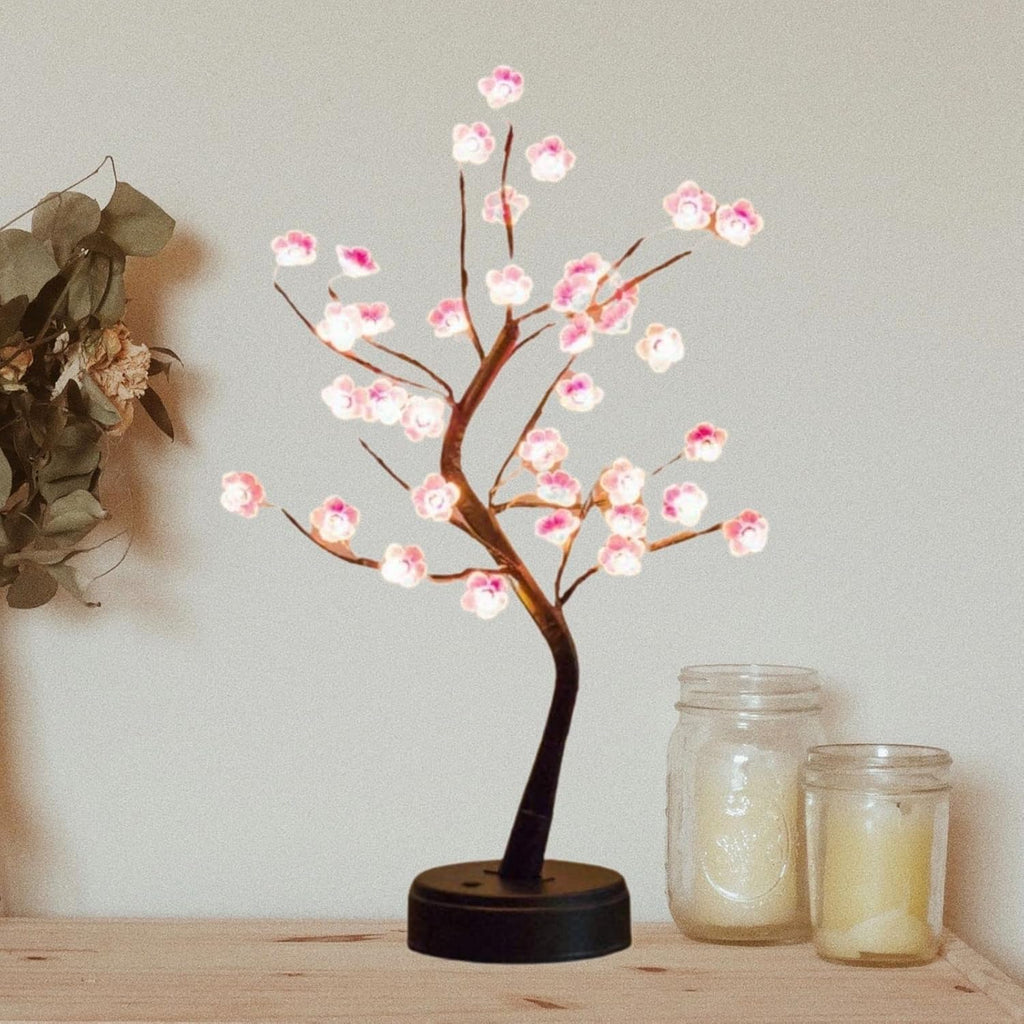 Cherry Blossom Tree Lamp, 18inch 36 Led Bonsai Tree Lights, Battery/USB Operated Japanese Decor Night Lights for Bedroom Home Idea - Grand Goldman