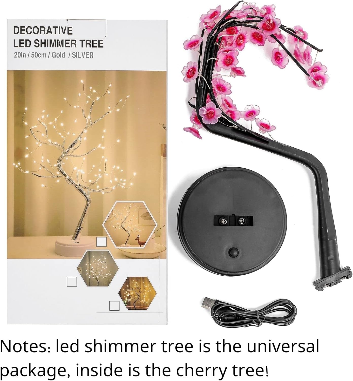 Cherry Blossom Tree Lamp, 18inch 36 Led Bonsai Tree Lights, Battery/USB Operated Japanese Decor Night Lights for Bedroom Home Idea - Grand Goldman