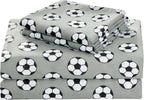 Chezmoi Collection 4-Piece Kids/Teens Sports Sheet Set - Soft Microfiber Gray White Baseball, Full Size - Grand Goldman