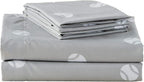 Chezmoi Collection 4-Piece Kids/Teens Sports Sheet Set - Soft Microfiber Gray White Baseball, Full Size - Grand Goldman