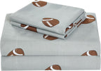 Chezmoi Collection 4-Piece Kids/Teens Sports Sheet Set - Soft Microfiber Gray White Baseball, Full Size - Grand Goldman