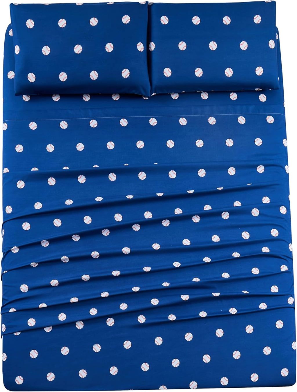 Chezmoi Collection 4-Piece Kids/Teens Sports Sheet Set - Soft Microfiber Gray White Baseball, Full Size - Grand Goldman