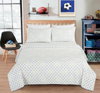 Chezmoi Collection 4-Piece Kids/Teens Sports Sheet Set - Soft Microfiber Gray White Baseball, Full Size - Grand Goldman