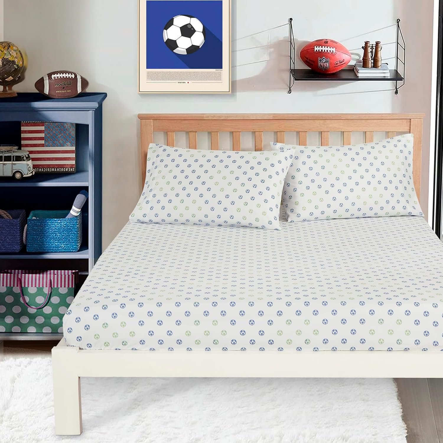 Chezmoi Collection 4-Piece Kids/Teens Sports Sheet Set - Soft Microfiber Gray White Baseball, Full Size - Grand Goldman