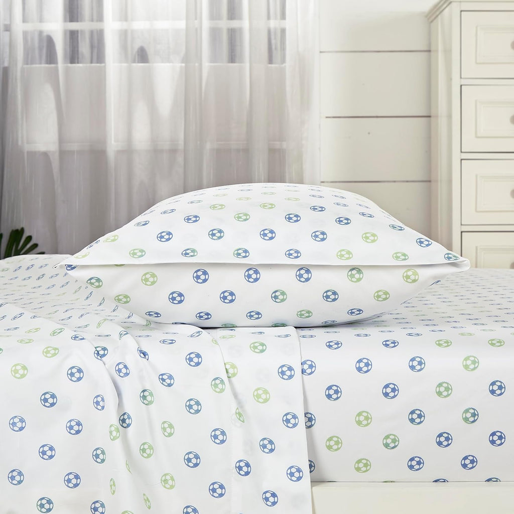 Chezmoi Collection 4-Piece Kids/Teens Sports Sheet Set - Soft Microfiber Gray White Baseball, Full Size - Grand Goldman