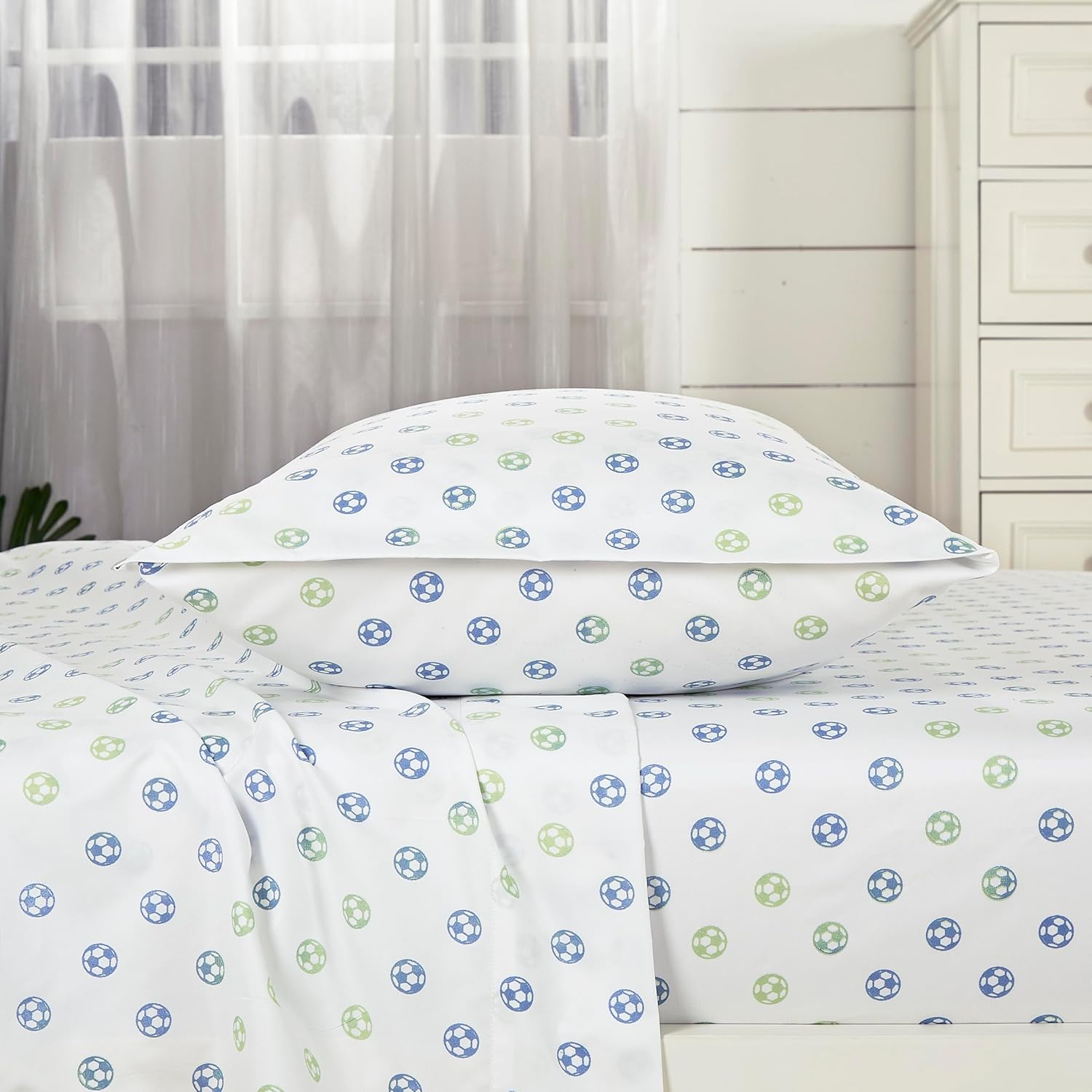 Chezmoi Collection 4-Piece Kids/Teens Sports Sheet Set - Soft Microfiber Gray White Baseball, Full Size - Grand Goldman