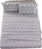 Chezmoi Collection 4-Piece Kids/Teens Sports Sheet Set - Soft Microfiber Gray White Baseball, Full Size - Grand Goldman