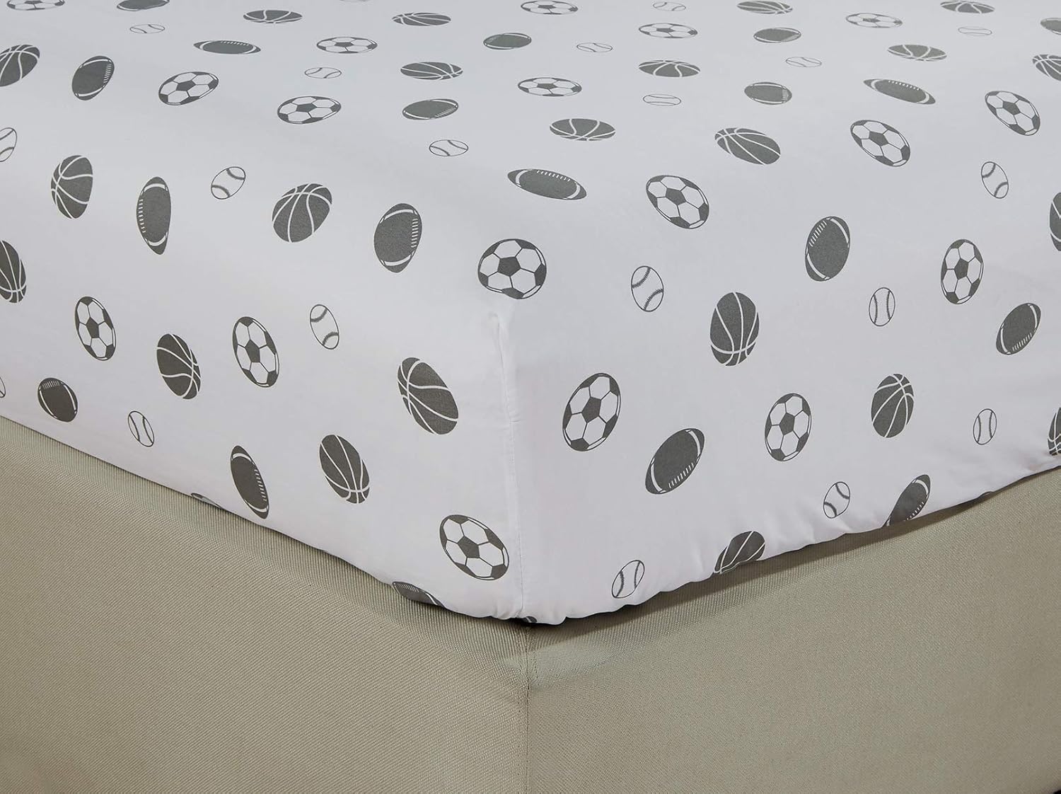 Chezmoi Collection 4-Piece Kids/Teens Sports Sheet Set - Soft Microfiber Gray White Baseball, Full Size - Grand Goldman