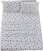 Chezmoi Collection 4-Piece Kids/Teens Sports Sheet Set - Soft Microfiber Gray White Baseball, Full Size - Grand Goldman