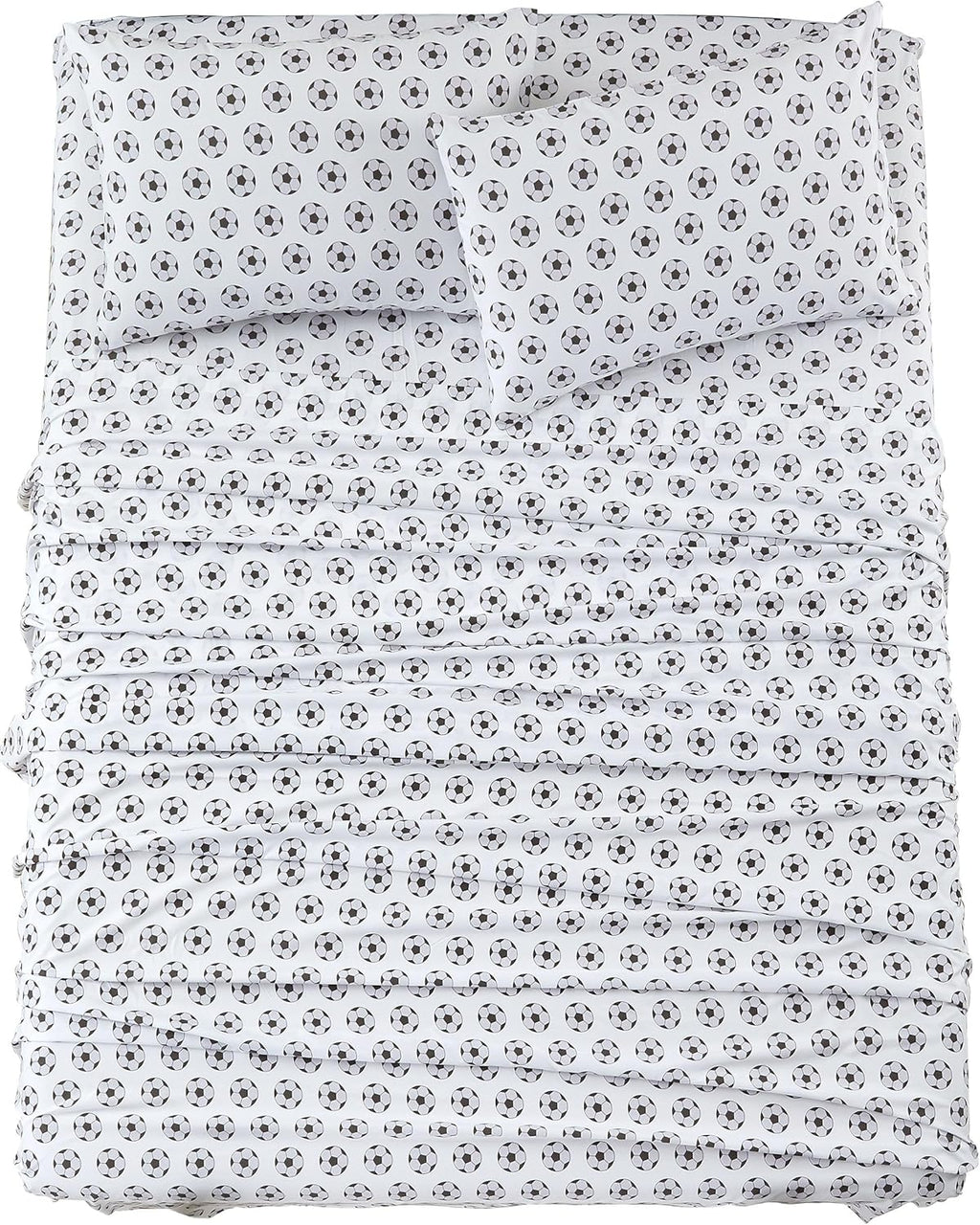 Chezmoi Collection 4-Piece Kids/Teens Sports Sheet Set - Soft Microfiber Gray White Baseball, Full Size - Grand Goldman