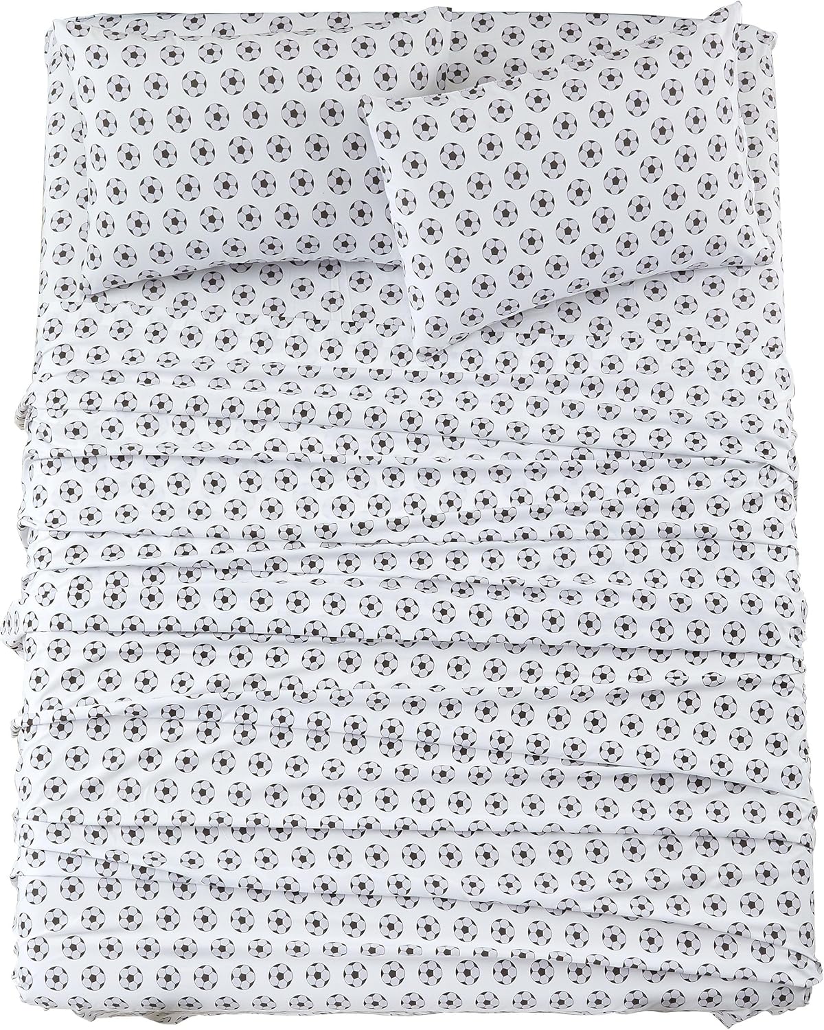 Chezmoi Collection 4-Piece Kids/Teens Sports Sheet Set - Soft Microfiber Gray White Baseball, Full Size - Grand Goldman