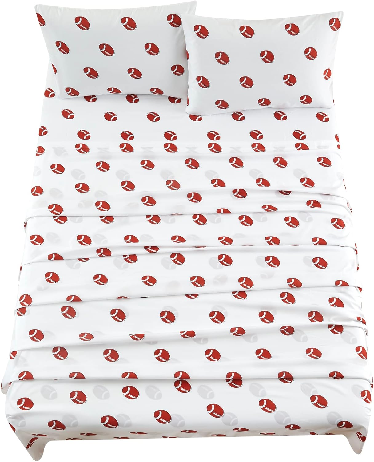 Chezmoi Collection 4-Piece Kids/Teens Sports Sheet Set - Soft Microfiber Gray White Baseball, Full Size - Grand Goldman