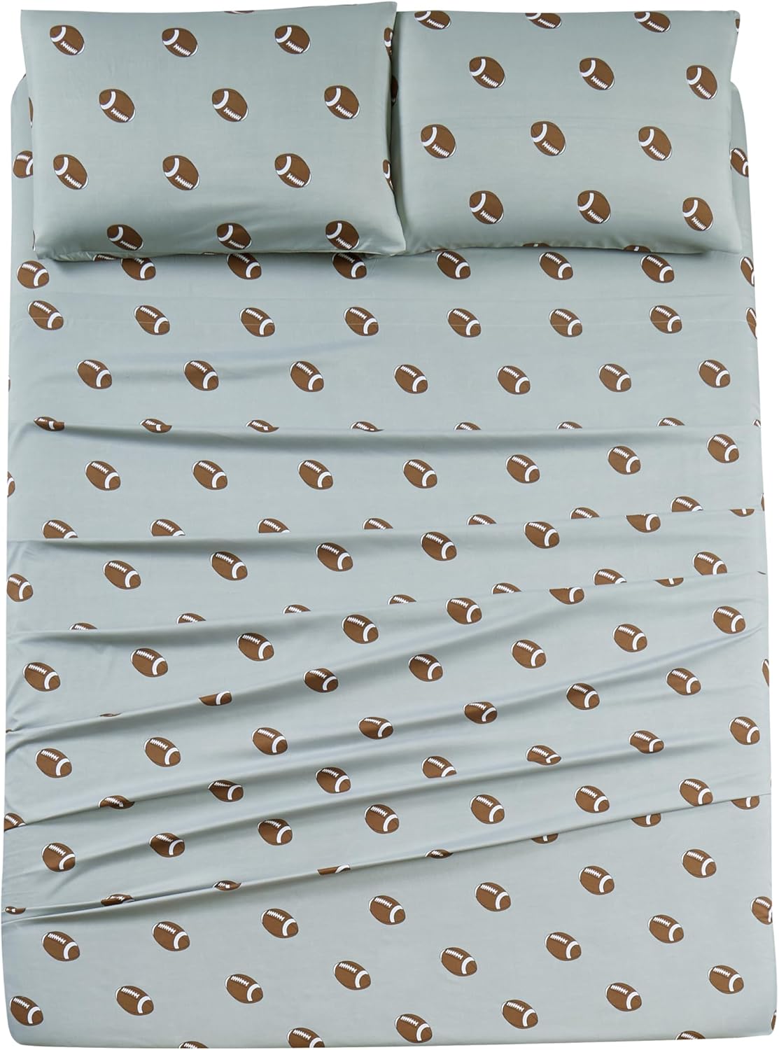 Chezmoi Collection 4-Piece Kids/Teens Sports Sheet Set - Soft Microfiber Gray White Baseball, Full Size - Grand Goldman