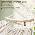 Chihee Cotton Hammock Large Soft Breathable Camping Hammock Holds Up to 660lbs Portable Tree Hammock with Detachable Spreader Bar Pillow 2 Strong Webbings 2 Carabiners Patio Garden Indoor Outdoor - Grand Goldman