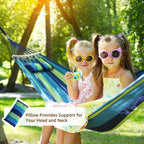 Chihee Cotton Hammock Large Soft Breathable Camping Hammock Holds Up to 660lbs Portable Tree Hammock with Detachable Spreader Bar Pillow 2 Strong Webbings 2 Carabiners Patio Garden Indoor Outdoor - Grand Goldman