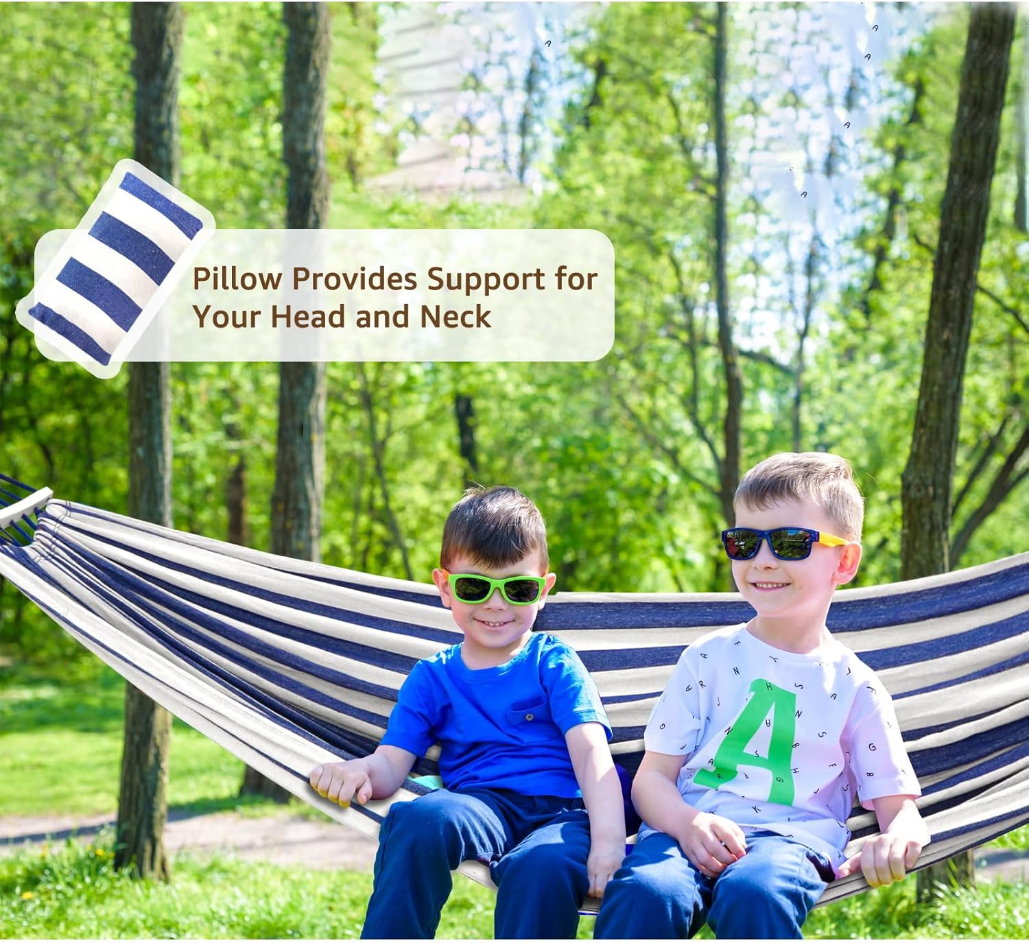 Chihee Cotton Hammock Large Soft Breathable Camping Hammock Holds Up to 660lbs Portable Tree Hammock with Detachable Spreader Bar Pillow 2 Strong Webbings 2 Carabiners Patio Garden Indoor Outdoor - Grand Goldman