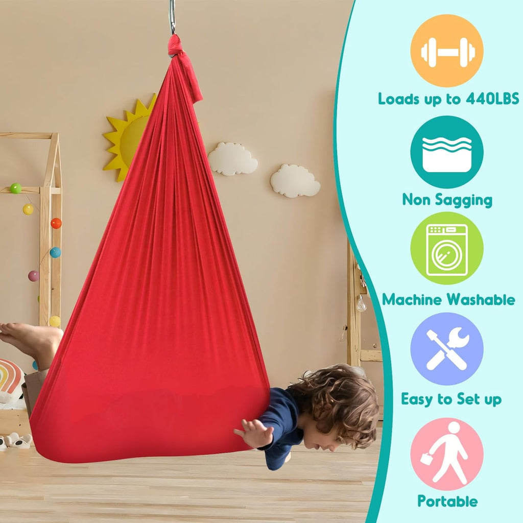 Chihee Sensory Swing Therapy Swing Hammock Indoor Outdoor for Kids, Hardware Included, Soft Breathable Nylon Cuddle Swing Joy Hammock for Child Adult with Autism, ADHD, Aspergers, Sensory Integration - Grand Goldman