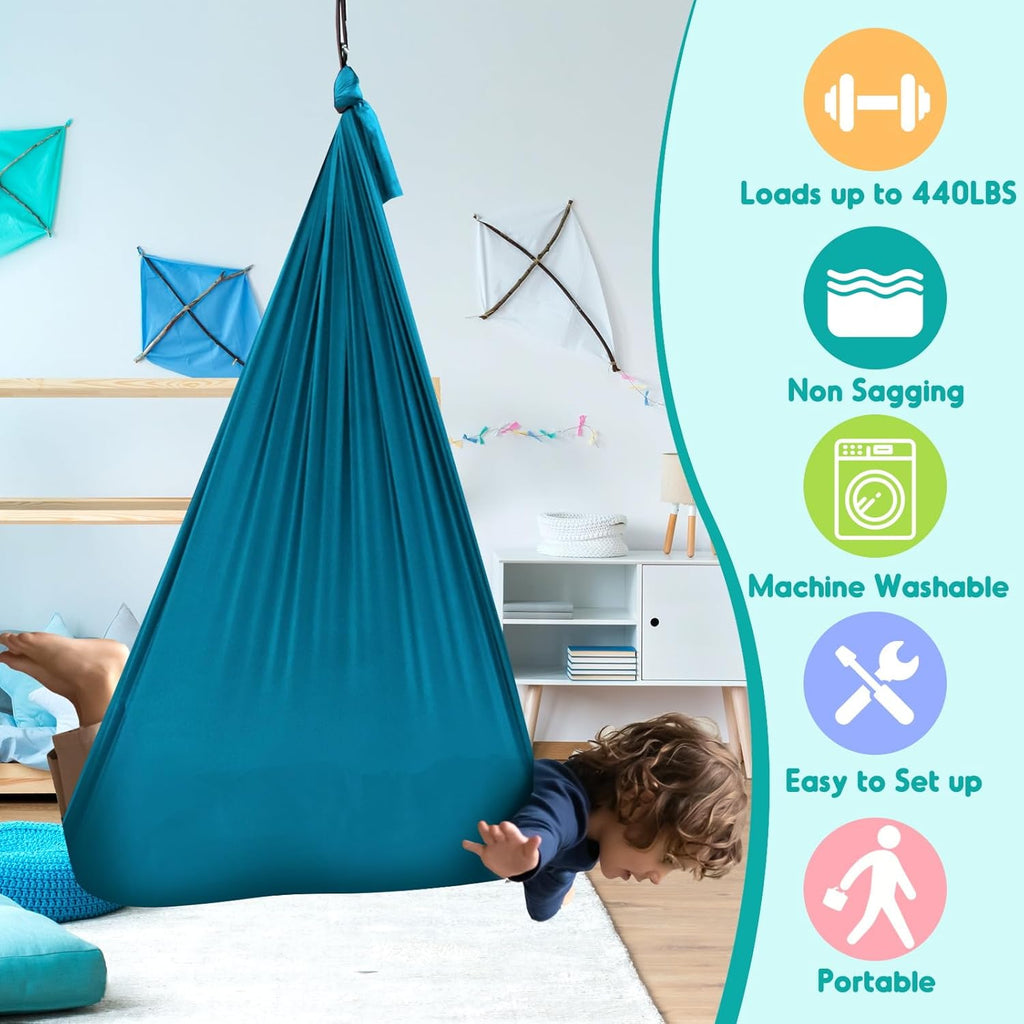 Chihee Sensory Swing Therapy Swing Hammock Indoor Outdoor for Kids, Hardware Included, Soft Breathable Nylon Cuddle Swing Joy Hammock for Child Adult with Autism, ADHD, Aspergers, Sensory Integration - Grand Goldman
