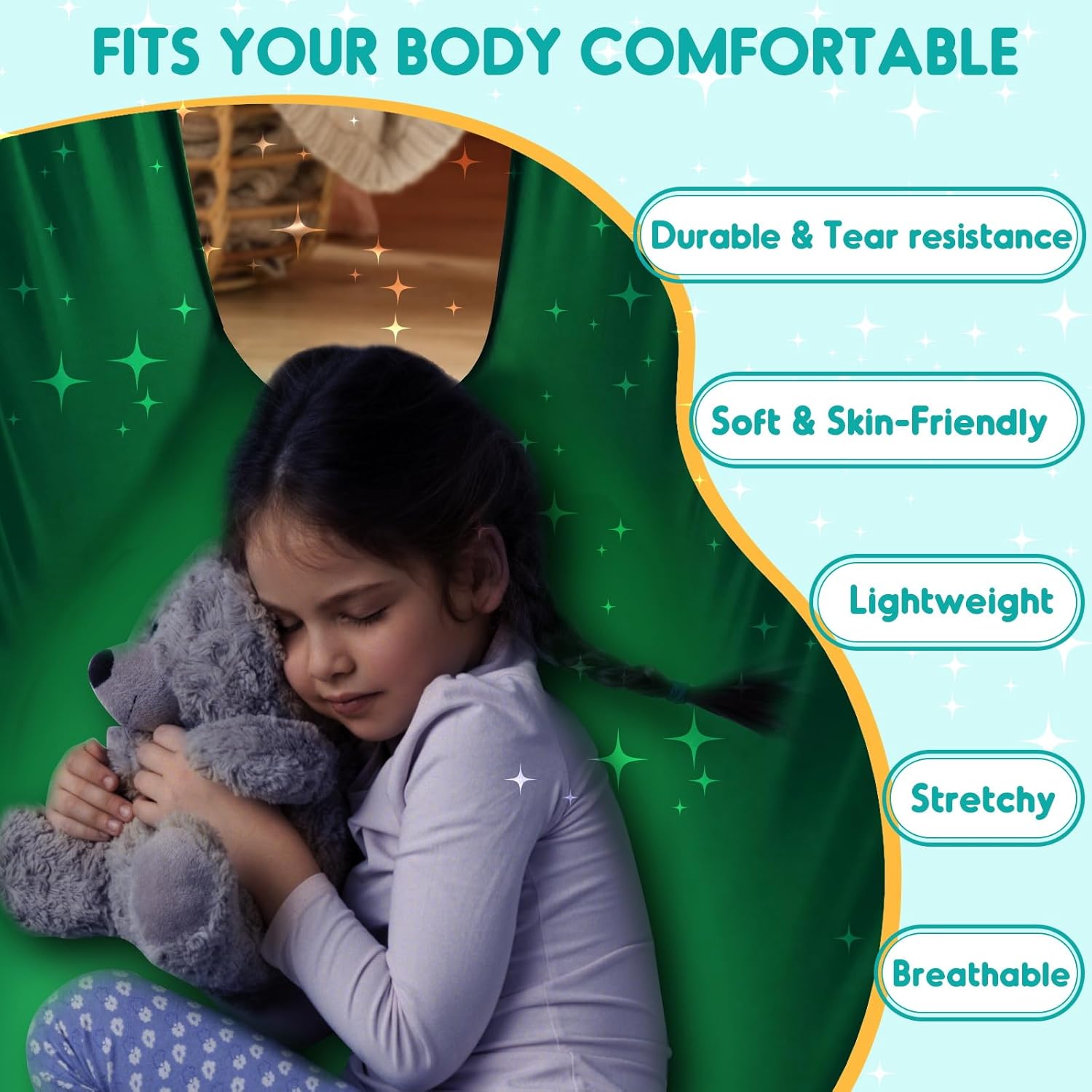 Chihee Sensory Swing Therapy Swing Hammock Indoor Outdoor for Kids, Hardware Included, Soft Breathable Nylon Cuddle Swing Joy Hammock for Child Adult with Autism, ADHD, Aspergers, Sensory Integration - Grand Goldman