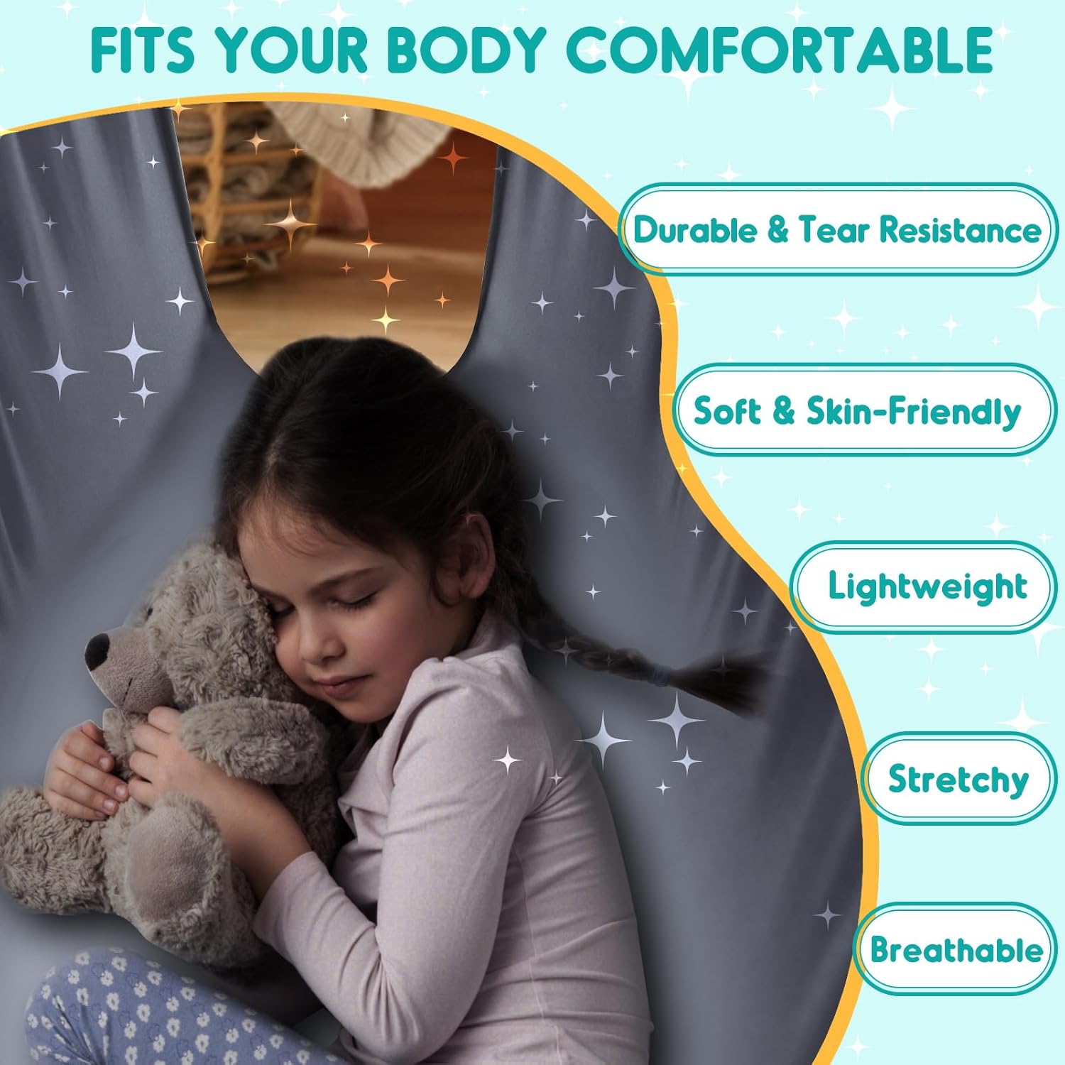 Chihee Sensory Swing Therapy Swing Hammock Indoor Outdoor for Kids, Hardware Included, Soft Breathable Nylon Cuddle Swing Joy Hammock for Child Adult with Autism, ADHD, Aspergers, Sensory Integration - Grand Goldman