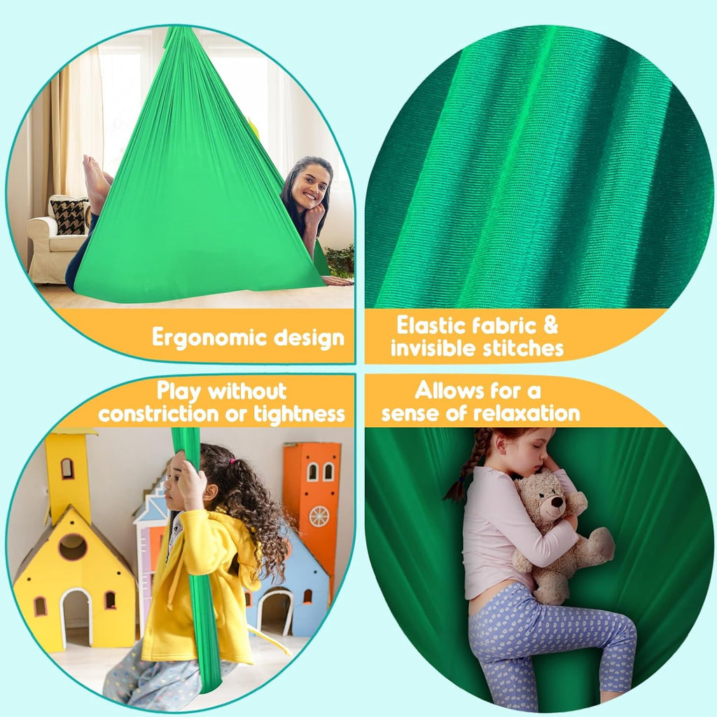 Chihee Sensory Swing Therapy Swing Hammock Indoor Outdoor for Kids, Hardware Included, Soft Breathable Nylon Cuddle Swing Joy Hammock for Child Adult with Autism, ADHD, Aspergers, Sensory Integration - Grand Goldman