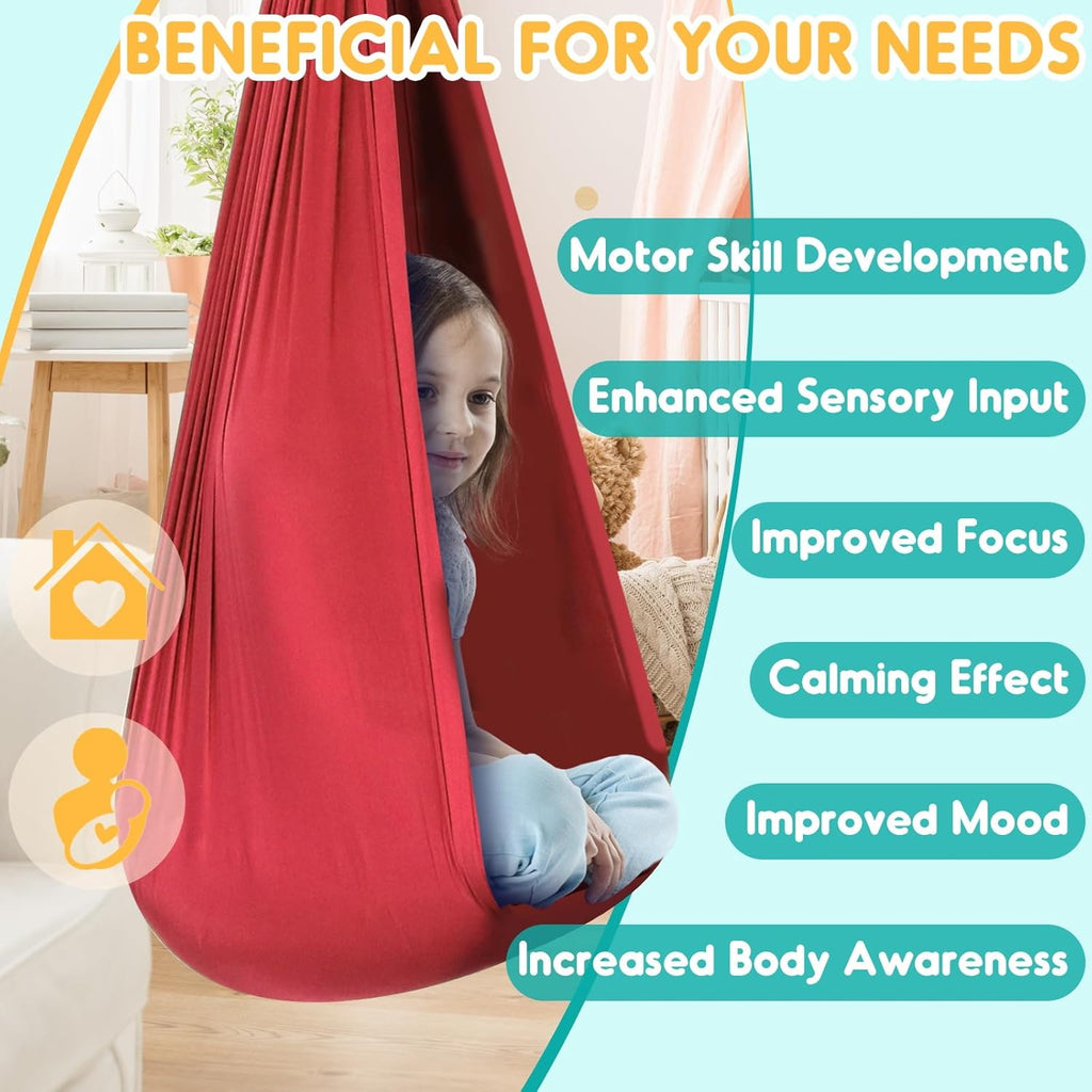 Chihee Sensory Swing Therapy Swing Hammock Indoor Outdoor for Kids, Hardware Included, Soft Breathable Nylon Cuddle Swing Joy Hammock for Child Adult with Autism, ADHD, Aspergers, Sensory Integration - Grand Goldman