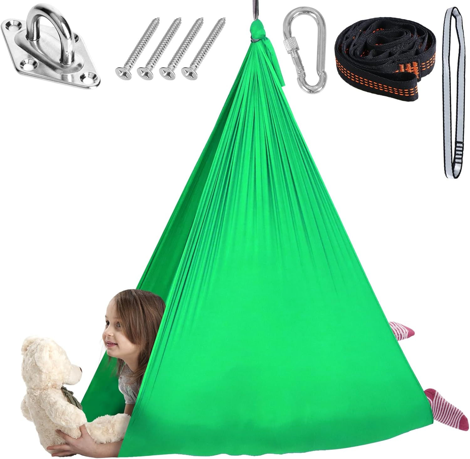 Chihee Sensory Swing Therapy Swing Hammock Indoor Outdoor for Kids, Hardware Included, Soft Breathable Nylon Cuddle Swing Joy Hammock for Child Adult with Autism, ADHD, Aspergers, Sensory Integration - Grand Goldman