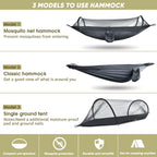 Chihee Ultra-Light Travel Camping Hammock Pop-up Net Hammock 660lbs Load Capacity,Breathable,Quick-Drying Parachute Nylon 2 Premium Carabiners,2 Tree Slings Included for Outdoor Backpacking Hiking - Grand Goldman