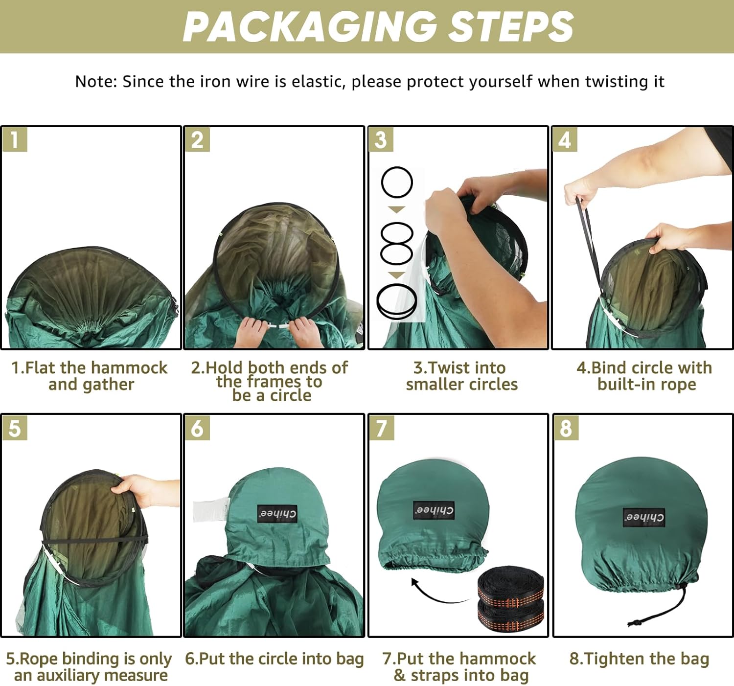 Chihee Ultra-Light Travel Camping Hammock Pop-up Net Hammock 660lbs Load Capacity,Breathable,Quick-Drying Parachute Nylon 2 Premium Carabiners,2 Tree Slings Included for Outdoor Backpacking Hiking - Grand Goldman