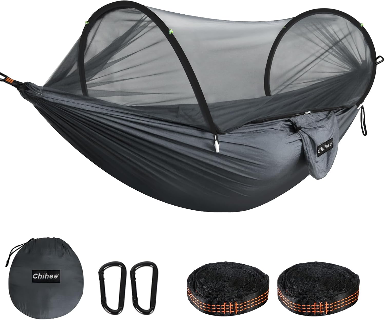 Chihee Ultra-Light Travel Camping Hammock Pop-up Net Hammock 660lbs Load Capacity,Breathable,Quick-Drying Parachute Nylon 2 Premium Carabiners,2 Tree Slings Included for Outdoor Backpacking Hiking - Grand Goldman
