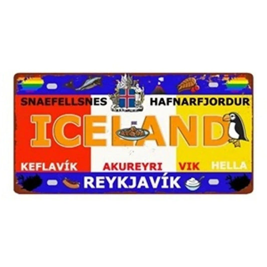 Chile Finland Iceland Flag Metal Tin Signs Vintage Plaque Auto License Plate Embossed Tag Garage Bars Pubs Clubs Home Wall Decor - Grand Goldman