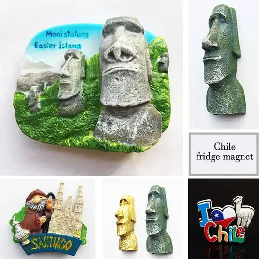 Chile Fridge Magnet tourist souvenir Easter Island Mysterious Figure Resin Boutique Refrigerator Magnets Collection - Grand Goldman