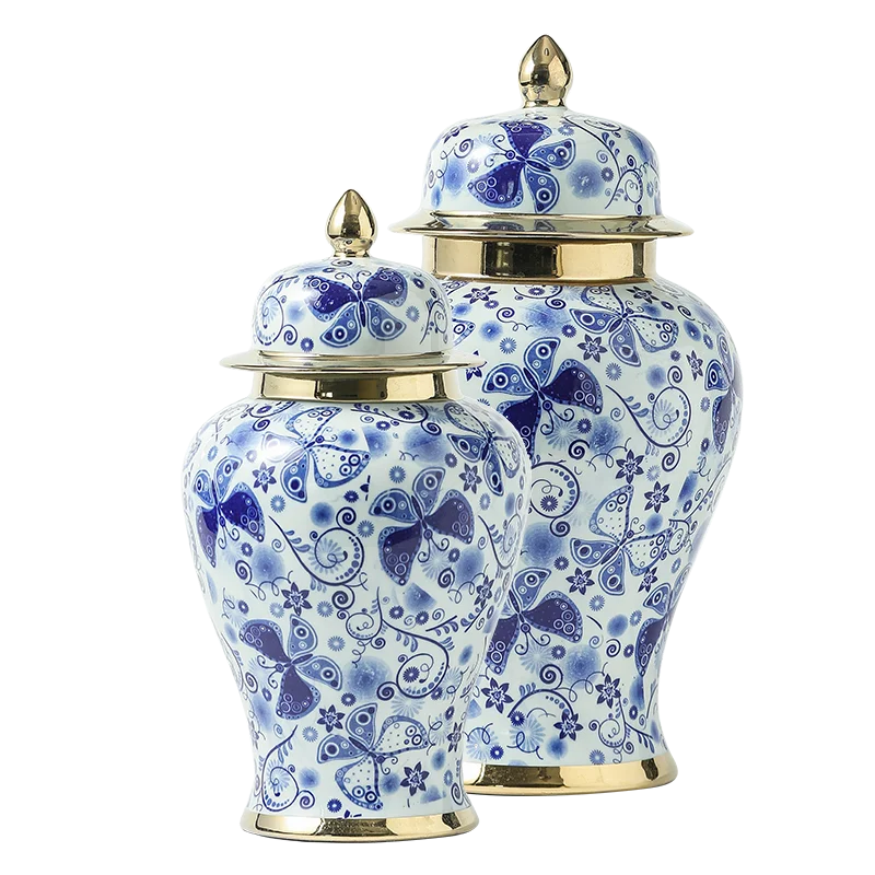 Chinese Blue and White Porcelain General Pot Antique Vase Porcelain Ginger Jar Storage Tank Home Furnishing Decoration Vases - Grand Goldman