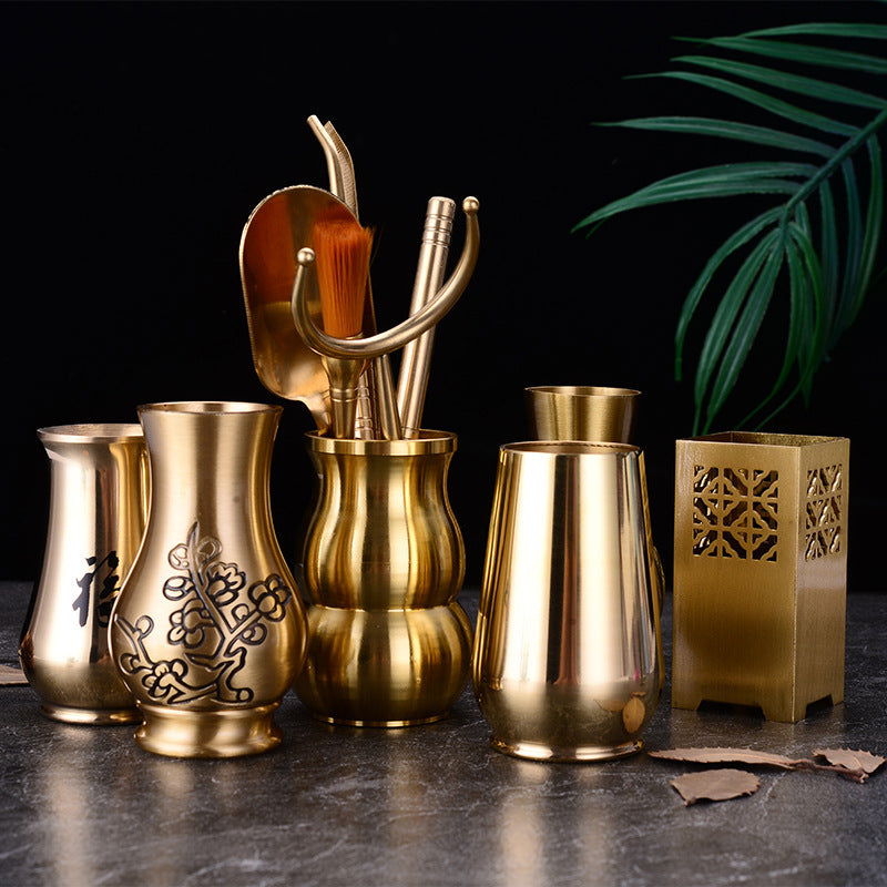 Chinese Lucky Charm Tea Set Brass Storage Jar Household Tea Clamp Tea Knife Tea Fork T - Grand Goldman