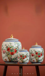 Chinese Retro General Jar Ceramic Tea Pot Porcelain Sealed Tea Storage Jar with Lid Handicraft Ornaments Home Decoration - Grand Goldman